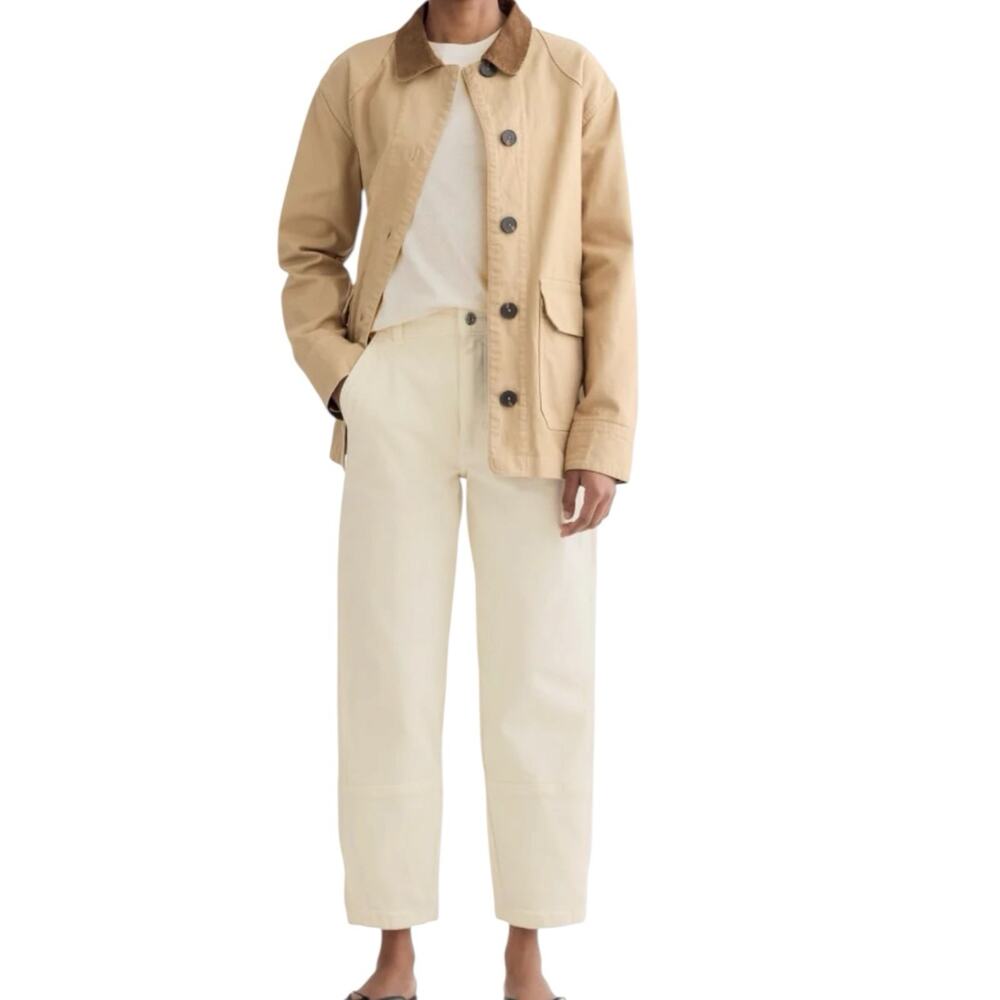 NWT Everlane The Utility Barrel Pants Bone White Wide Leg Size 14
